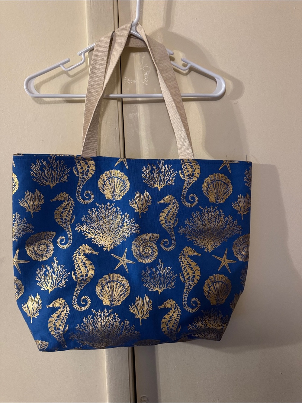 Blue and Gold Seashore Tote Bag - Unbranded
